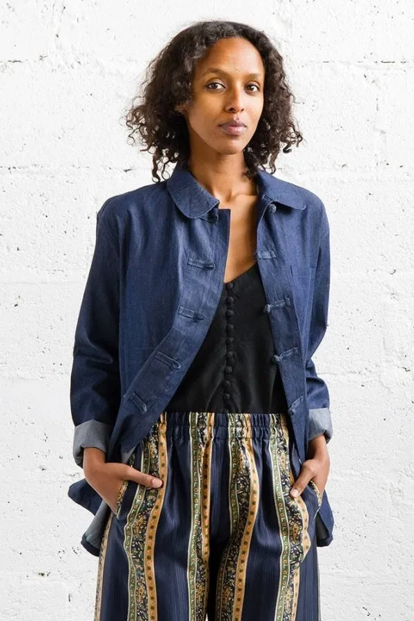 Surchemise unisexe Dengri jean foncé – Mamamushi Studio