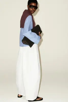 PANTALON BARREL TAILLE ÉLASTIQUÉE - BLANC — photo 4