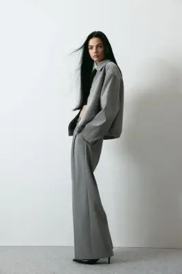 Pantalon chic à jambes larges - Gris clair/rayures tennis — photo 4