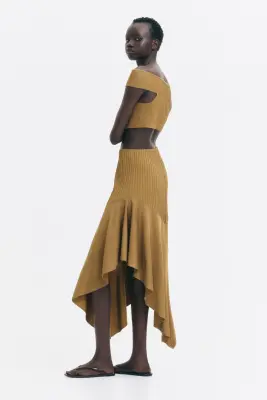 Jupe asymétrique en maille - Beige foncé — photo 1