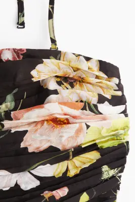 Robe bandeau plissée - Noir/fleuri — photo 2