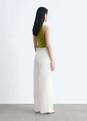 Pantalon en coton à plis marqués - Blanc — photo 5