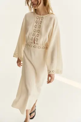 Robe tunique façon crochet - Beige clair — photo 2