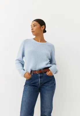 Le pull en coton - Bleu clair — photo 2