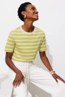 T-shirt rayé en jersey Femme — photo 2