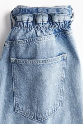Jean paper bag avec ceinture - Bleu denim clair — photo 5