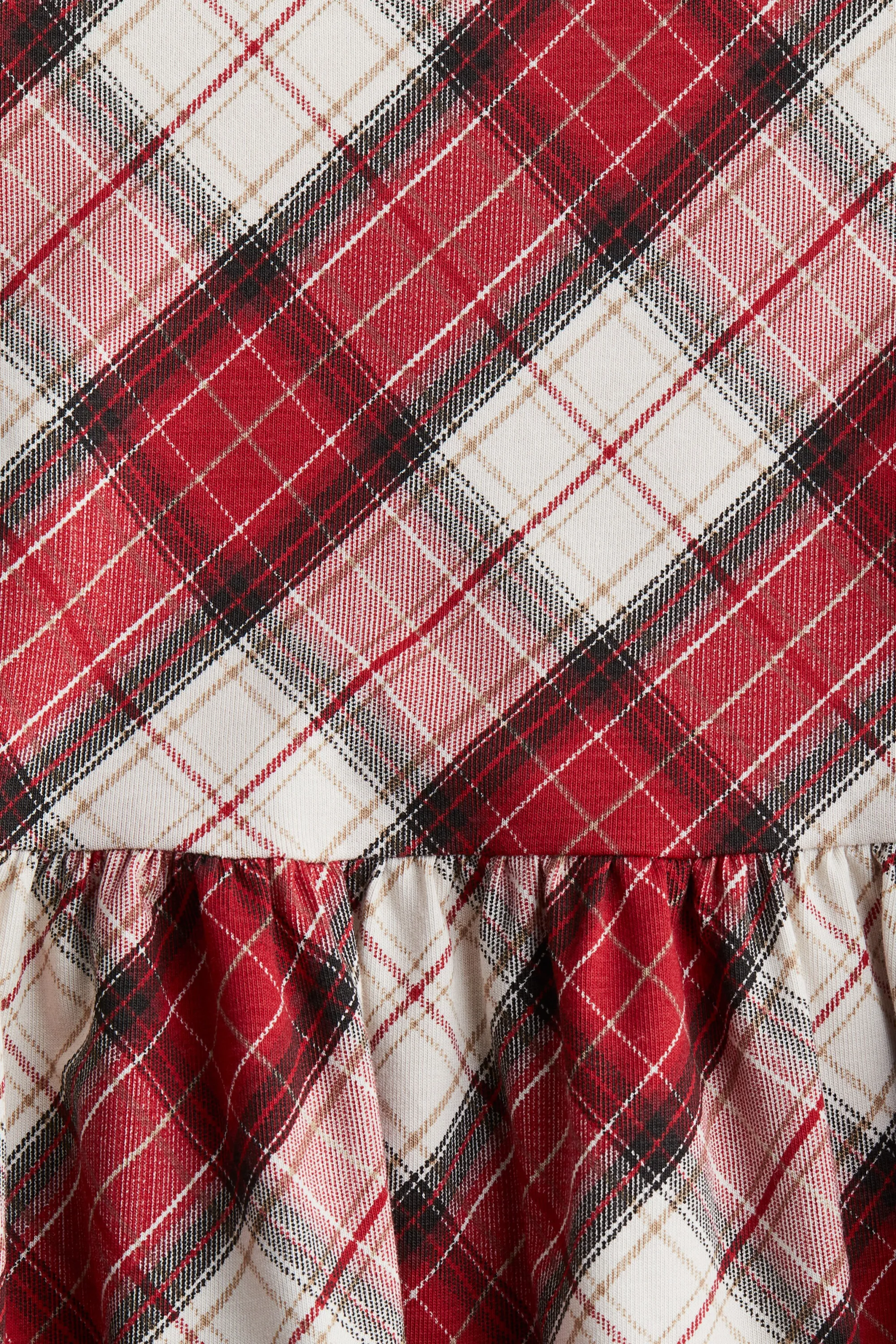 Robe imprimée en coton - Rouge/carreaux