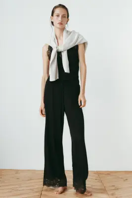 Pantalon de pyjama en viscose mélangée - Noir — photo 1