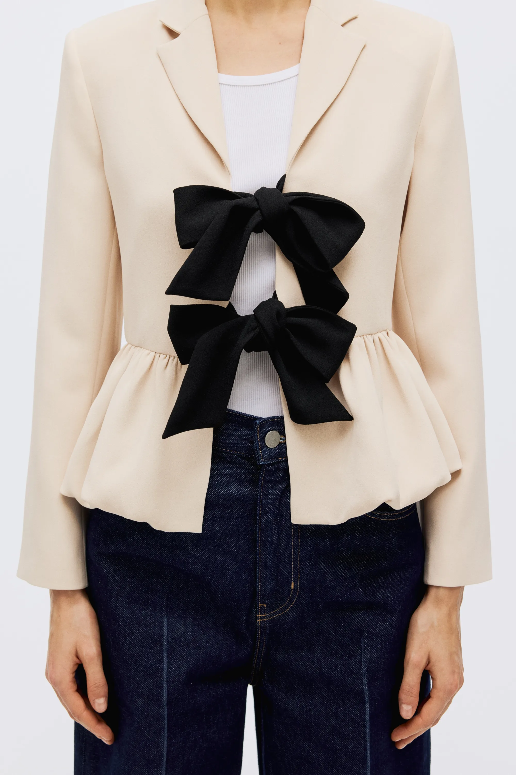 Blazer avec base à effet boule - Beige clair