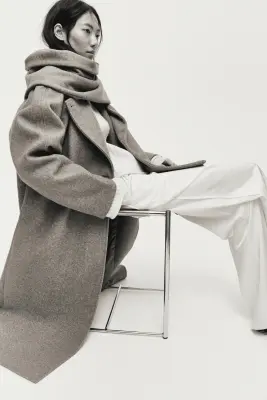Pantalon évasé en satin - Crème — photo 3