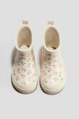Bottes en caoutchouc - Beige clair/cerises — photo 1