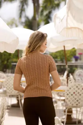 Talina Cable Knit Top - Beige — photo 2