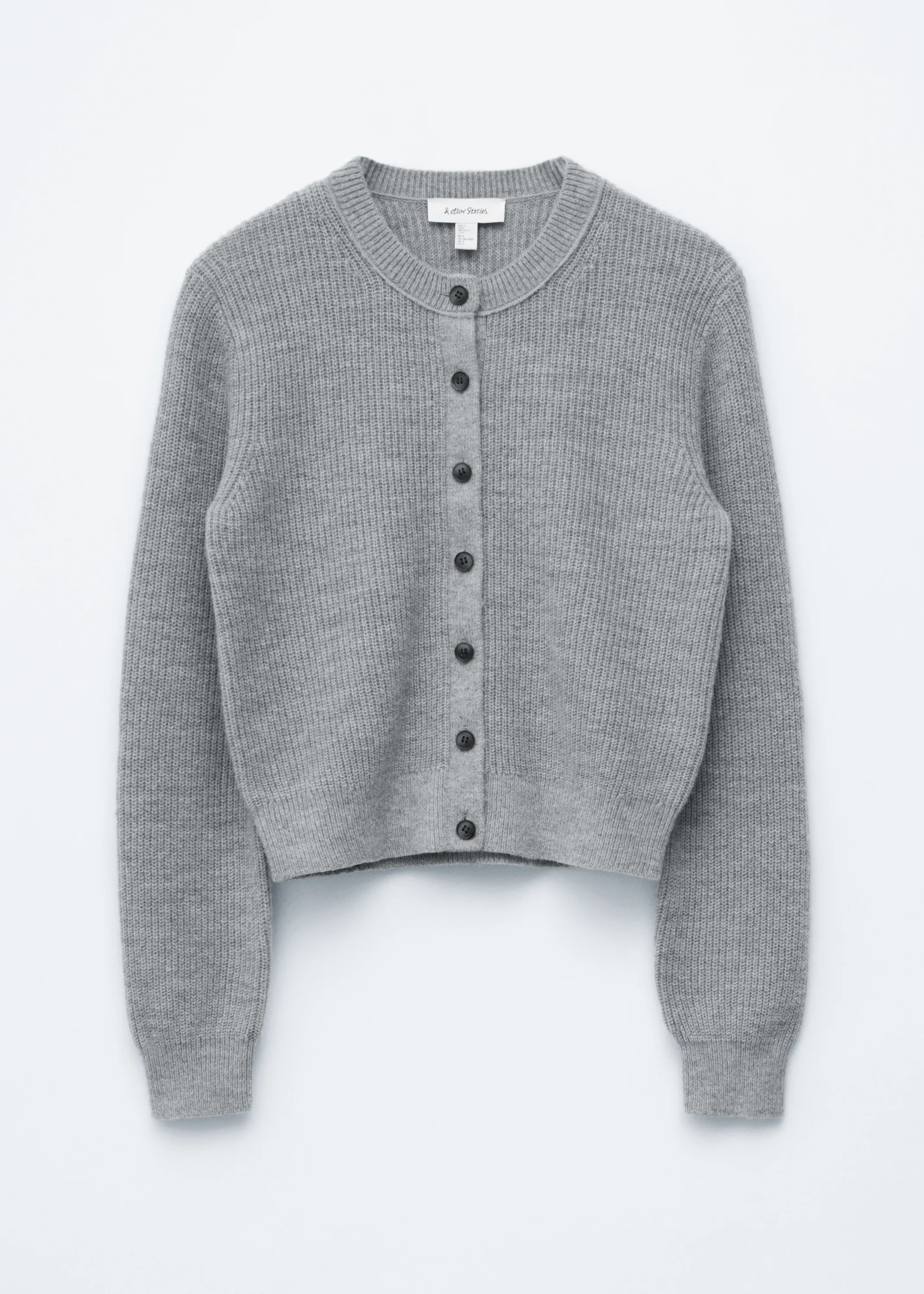 Cardigan en maille côtelée - Gris chiné