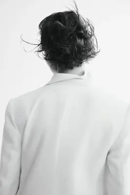 Blazer à fermeture croisée en viscose mélangée - Crème — photo 2