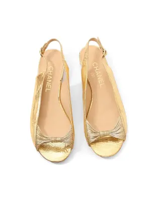 Sandales plates cuir exotique doré Prix boutique 1030€ Taille 38 — photo 2