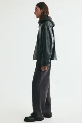 Pantalon Relaxed Fit en molleton de coton - Noir délavé — photo 4
