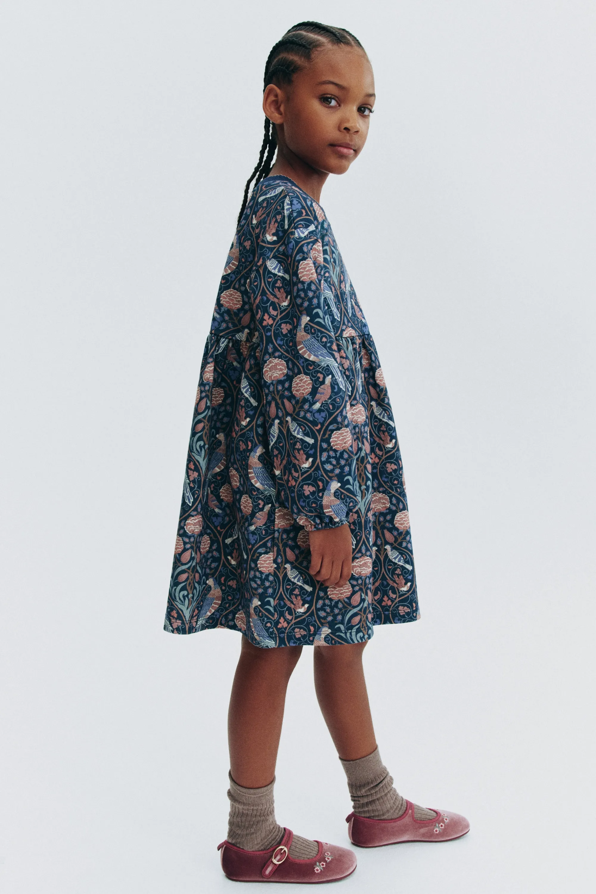 Robe en molleton imprimé - Bleu foncé/motif