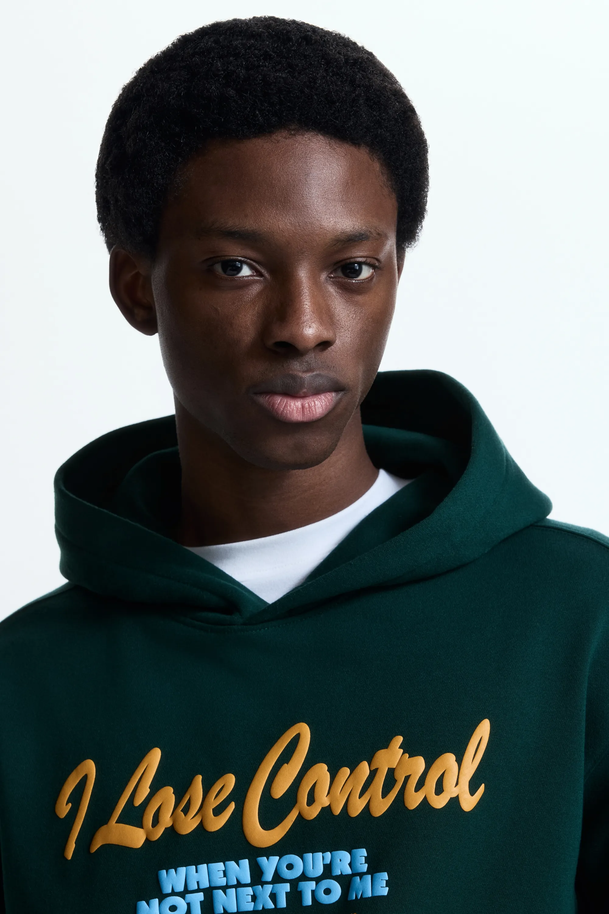 Hoodie imprimé Loose Fit - Vert foncé/I lose control