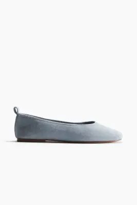 Ballerines en cuir velours - Bleu ancien clair — photo 1