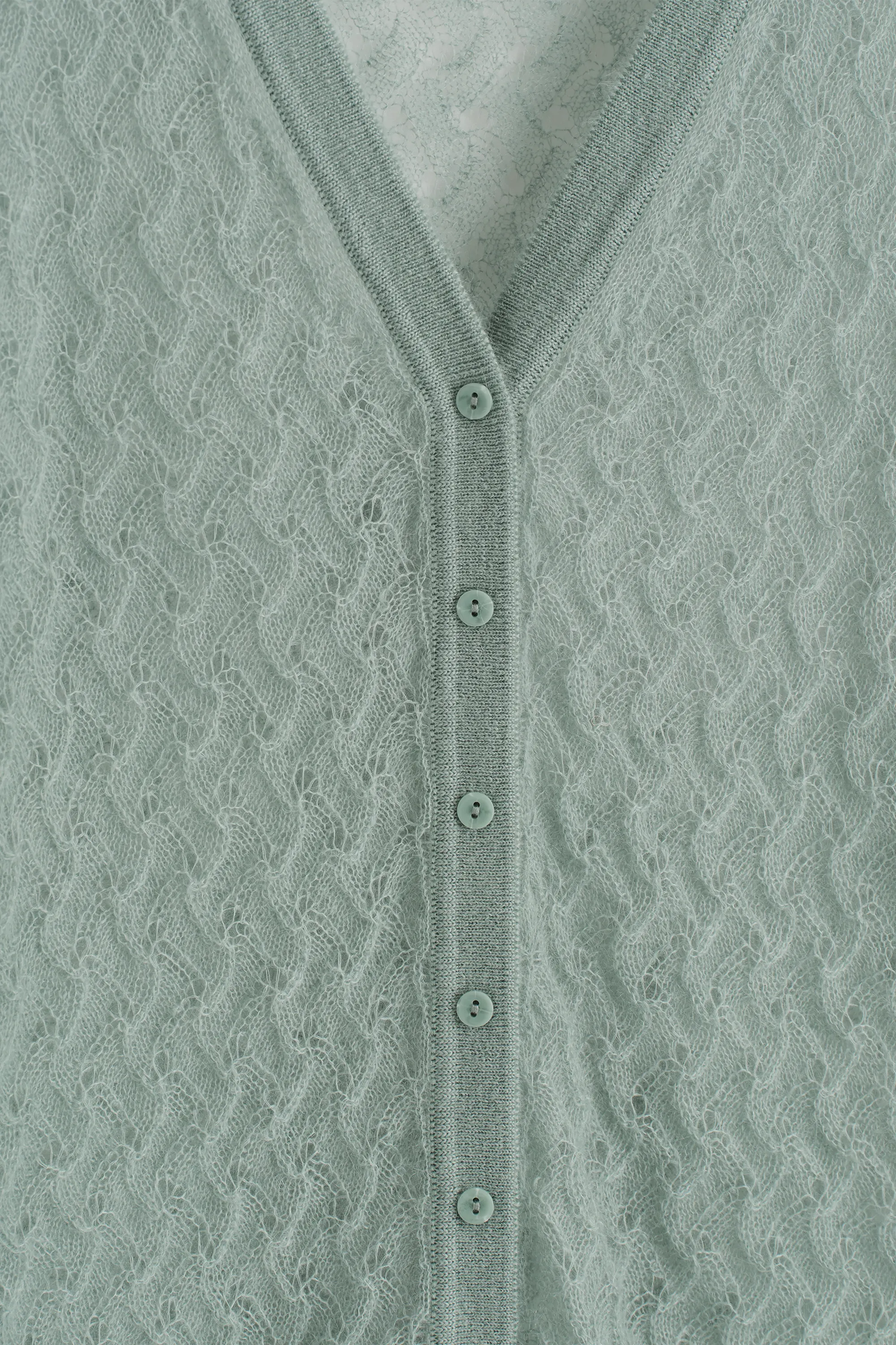 CARDIGAN EN MAILLE DE MOHAIR POINTELLE - BLEU CIEL