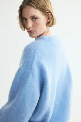 Pull oversize en mohair mélangé - Bleu clair — photo 3