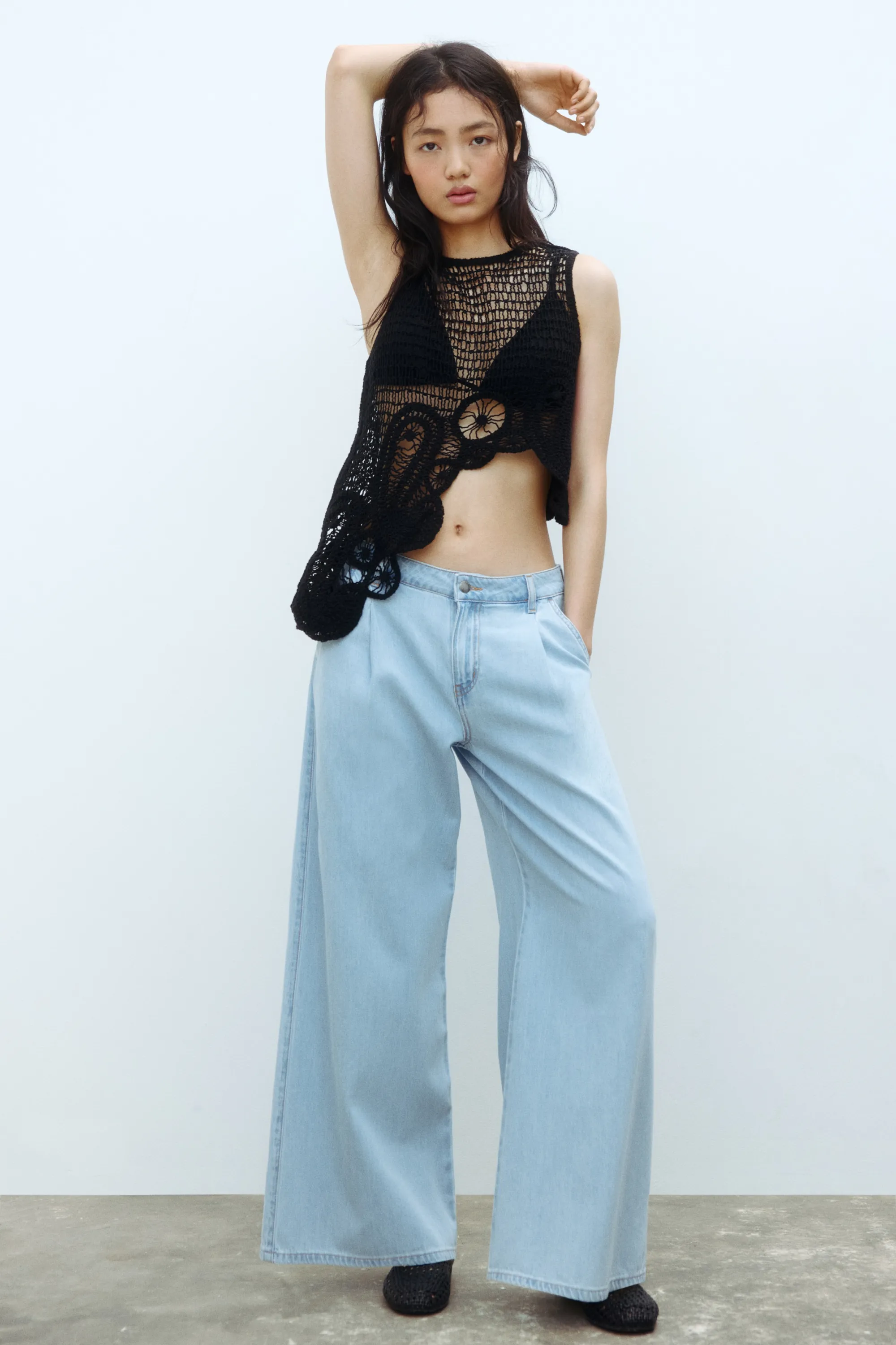 Wide Regular Waist Jeans - Bleu denim pâle