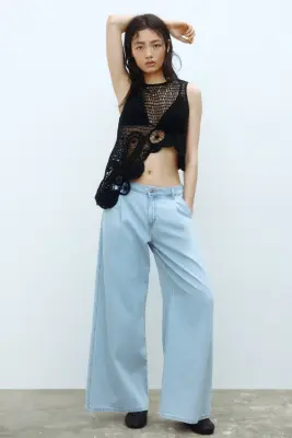 Wide Regular Waist Jeans - Bleu denim pâle — photo 1