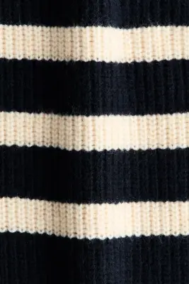 Pull long à col zippé - Bleu marine/rayures crème — photo 3