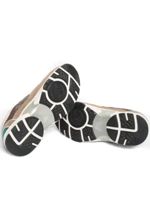 Baskets en cuir et toile marron et turquoise Prix boutique 1200€ Taille 38 — photo 5