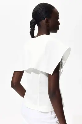 Top à col marin avec broderie anglaise - Ivoire — photo 2