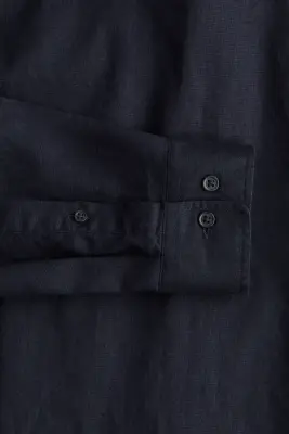 Chemise Regular Fit en lin mélangé - Navy blue — photo 2