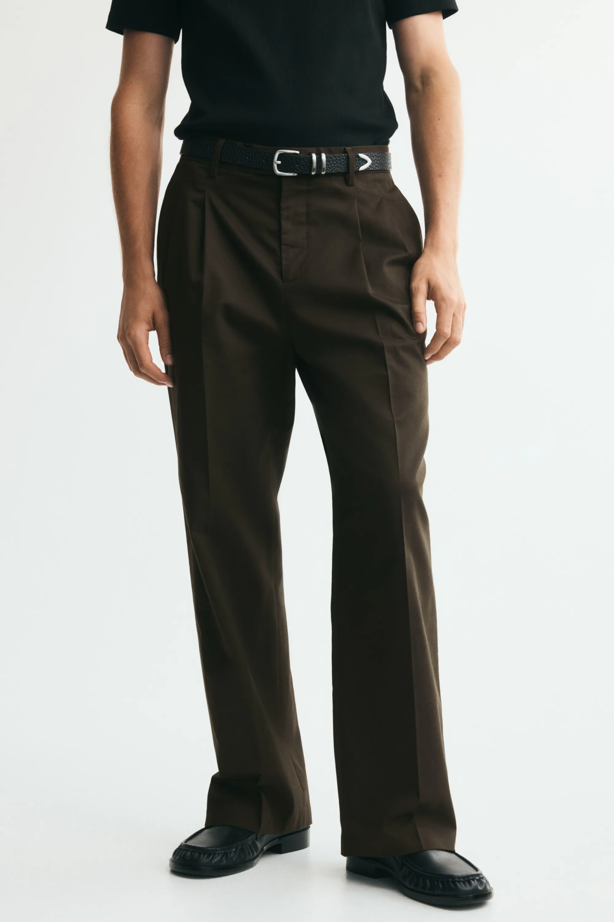 Pantalon chic Loose Fit - Brun kaki foncé