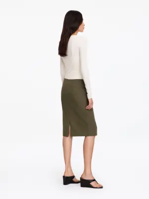 Jupe extensible en coton mélangé - Vert kaki — photo 1