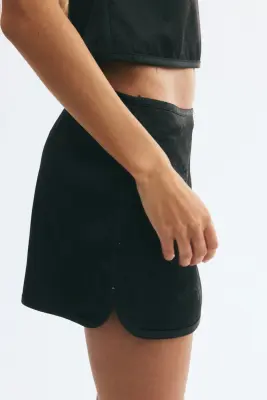 Jupe-short en tissu jacquard - Noir — photo 2