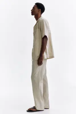 Pantalon Regular Fit en lin mélangé - Crème — photo 4