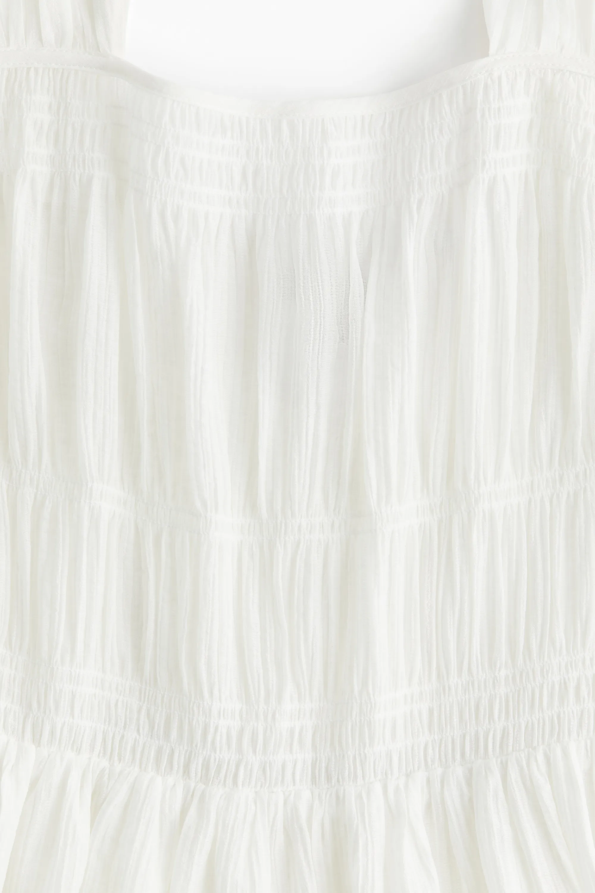 Robe avec corsage smocké - Blanc