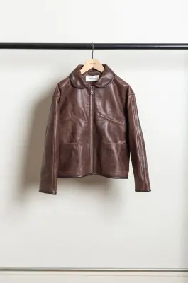 CAWLEY – WAXED LEATHER FLYING JACKET – WALNUT — photo 3