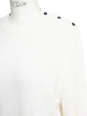 Pull col rond en maille fine de laine blanc ivoire NEUF Taille L — photo 2