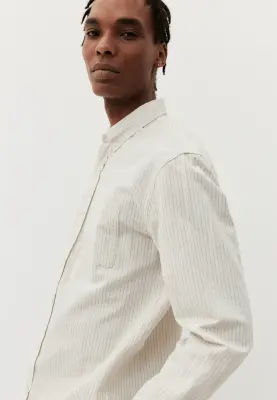 La chemise coton lin - Beige fines rayures — photo 4