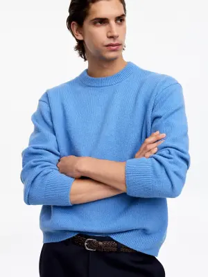 Pull en maille à col rond - Bleu — photo 3
