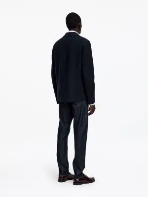 Blazer en laine bouillie - Bleu foncé — photo 2