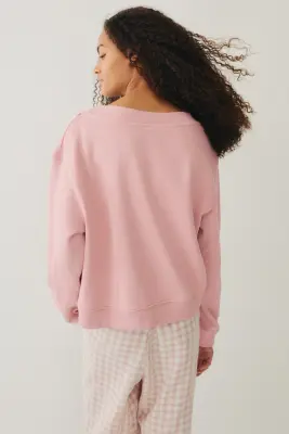 Sweat à encolure en V - Rose ancien — photo 2