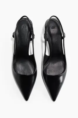 Escarpins à bride arrière avec talon kitten heel - Noir — photo 1
