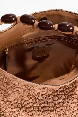 Sac porté épaule en paille - Beige foncé — photo 4