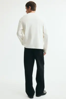 T-shirt à manches longues Relaxed Fit en interlock - Crème — photo 2