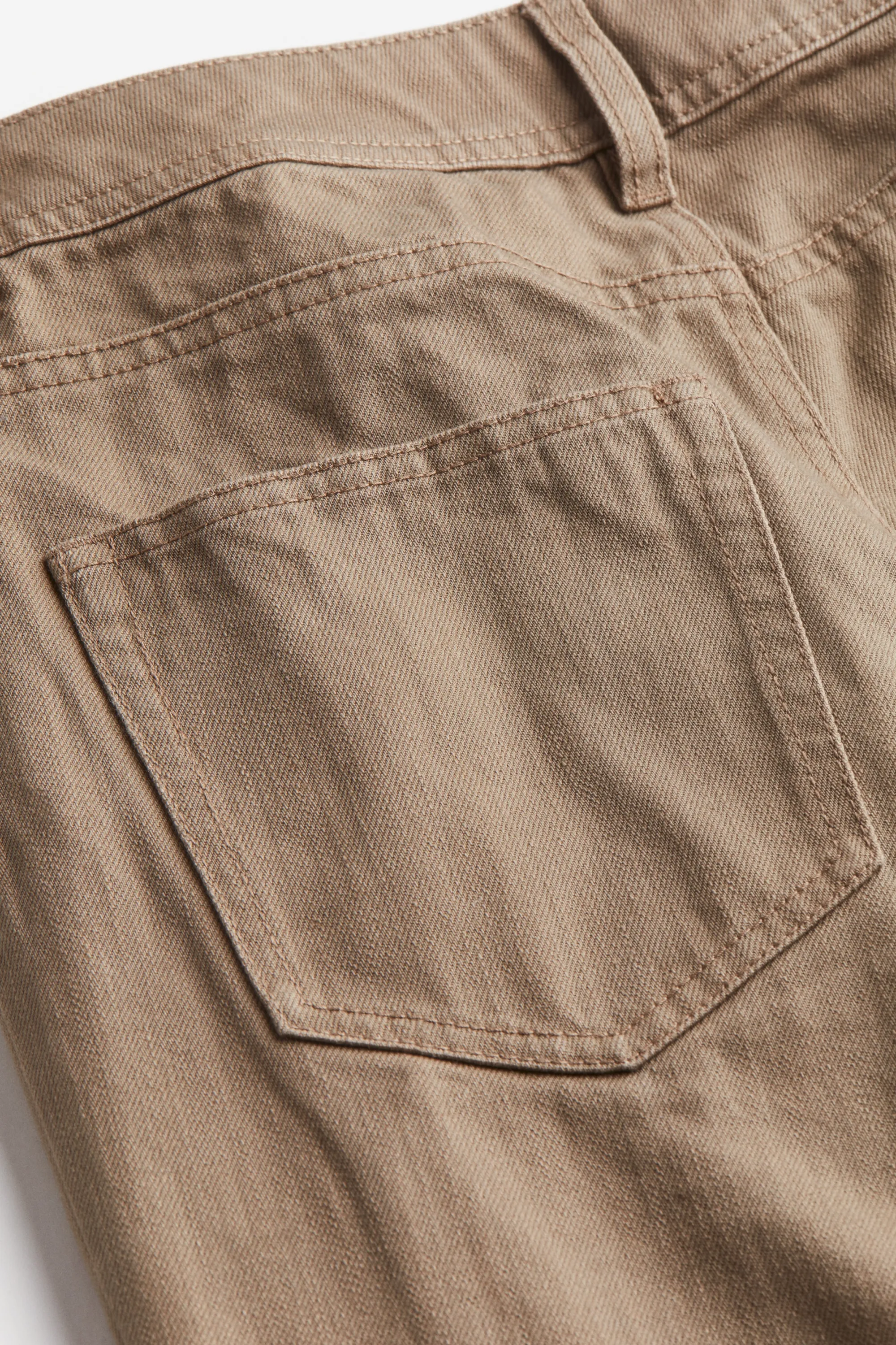 Pantalon évasé en twill avec plis - Beige foncé