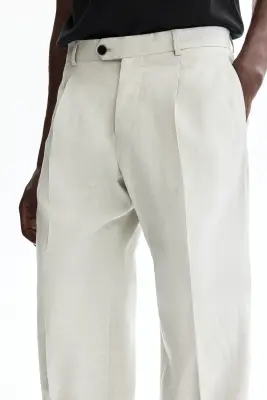 Pantalon de costume Regular Fit en lin mélangé - Beige clair — photo 1
