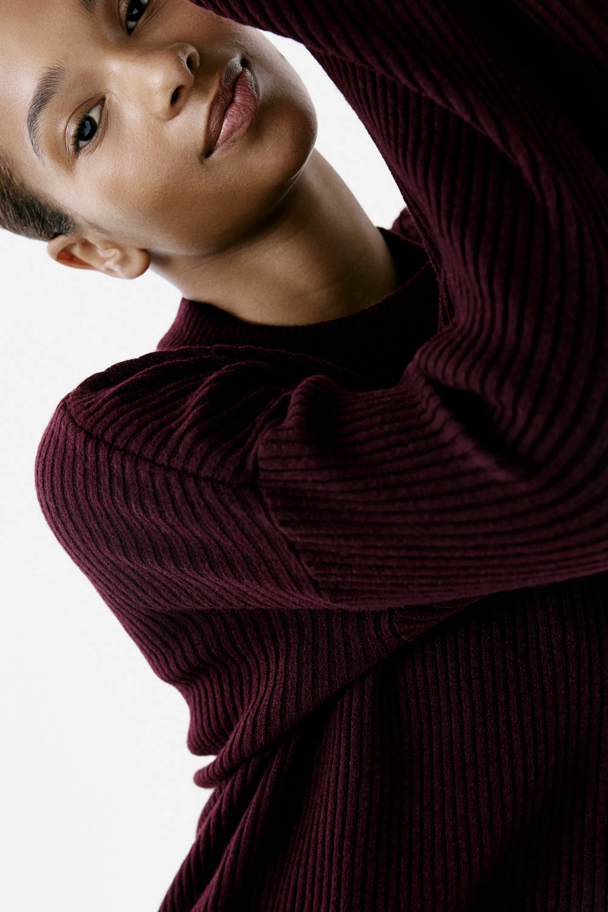 Robe en maille côtelée - Bordeaux
