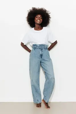 Jean paperbag taille haute — photo 4