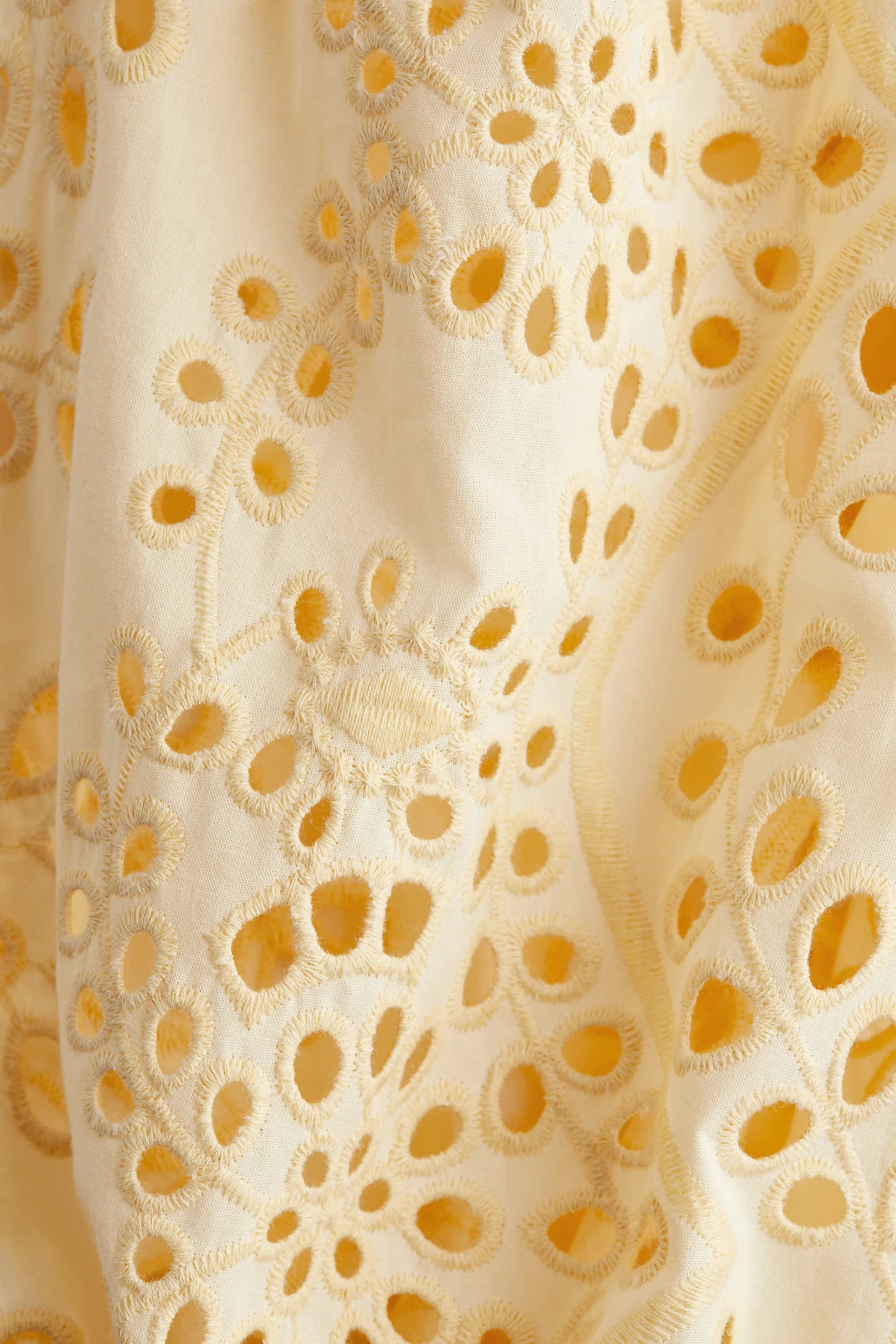 Robe avec manches en broderie anglaise - Jaune pâle